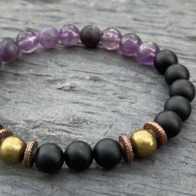 Bracelet pour Homme Agate et Améthyste