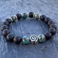 Bracelet Homme en Perles d'Agate Noire Mate