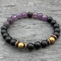 Bracelet pour Homme Agate et Améthyste