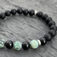 Bracelet Homme en Agate Noire et Perles Africaines