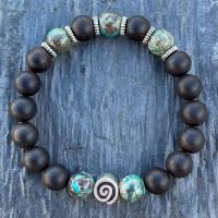 Bracelet Homme en Perles d'Agate Noire Mate