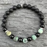 Bracelet Homme en Agate Noire et Perles Africaines